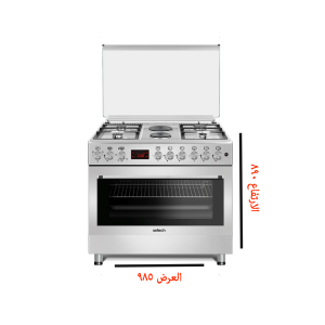 فرن سيتك 90*60 4 عين غاز + 2 عين كهرباء ستيل