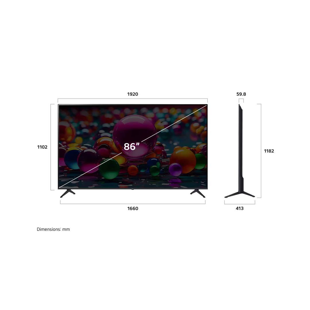 LG UHD AI UA85 4K الذكي مقاس 86 بوصة، مزود بجهاز تحكم-86UA85006LA